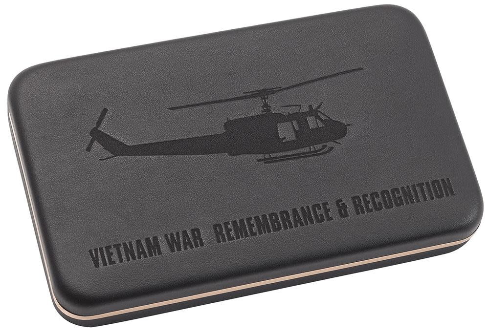 Vietnam War Gift Set Smooth Natural Bone with Green, Yellow and Red Color Wash Trapper in Jewel Box - Image 7